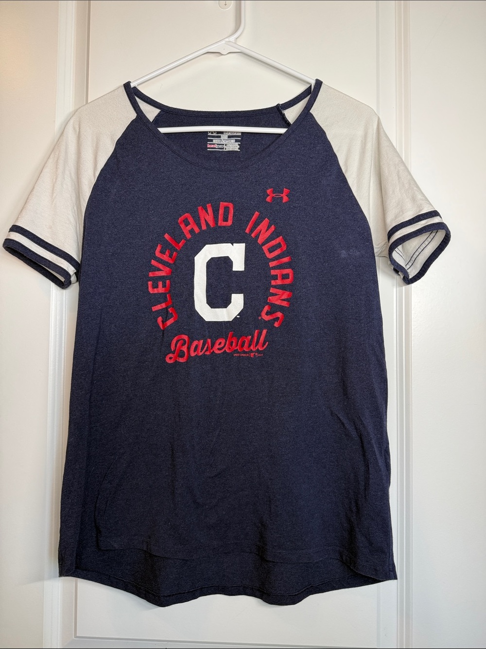 Under Armour Navy, White & Red Cleveland Indians Baseball Tee - Kids